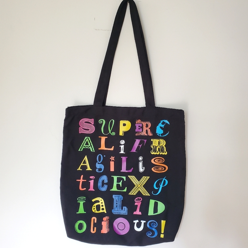 Mary Poppins Broadway Supercalifragilisticexpialidocious Black Tote Bag